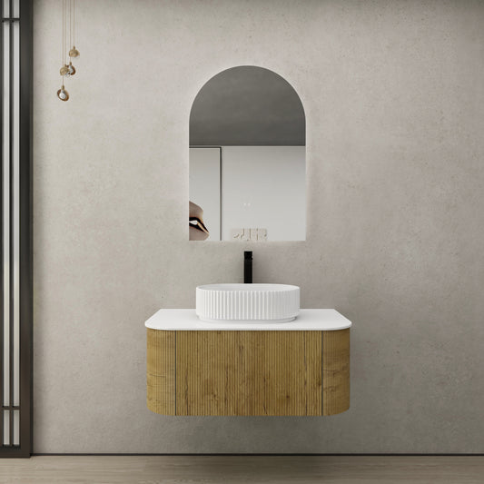 KC95W-PO Bronte Woodgrain thermolaminated V-Groove Prime Oak Wall Mounted Vanity