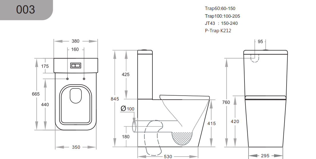 KDK003 Qubist Gloss White Round Free Standing Toilet