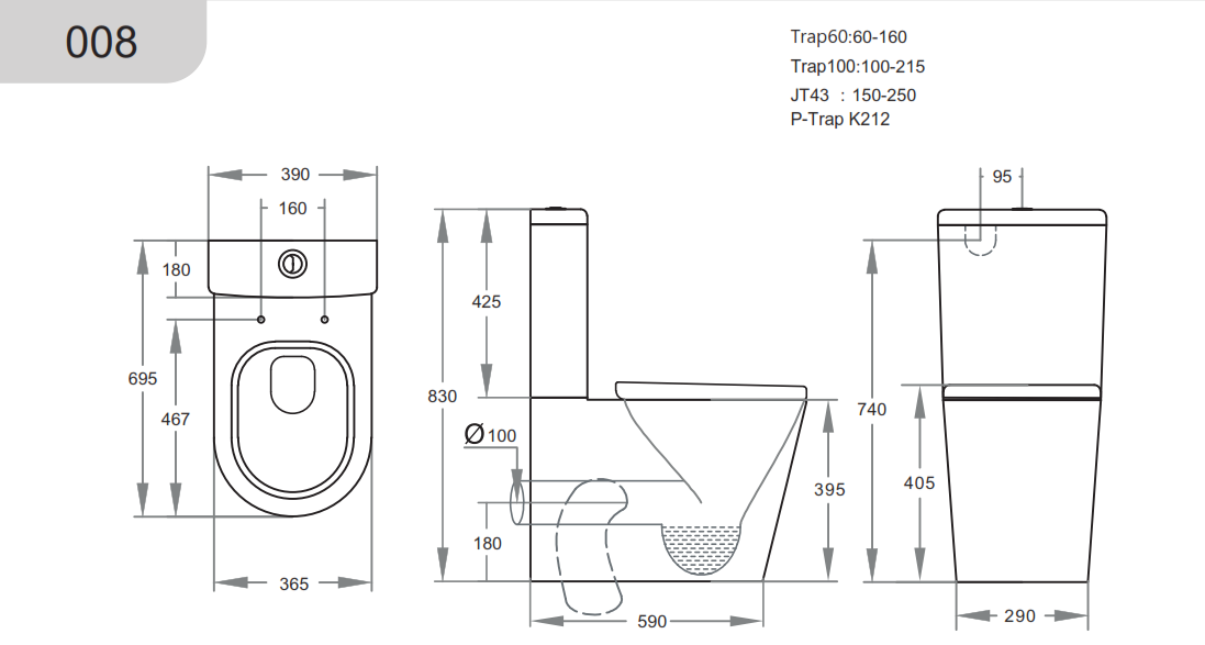 KDK008 White Round Back to Wall Toilet