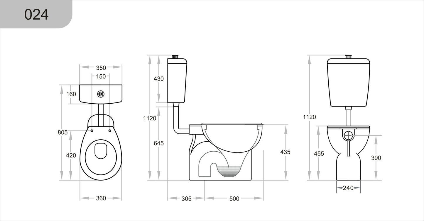 KDK029 + Care Back Rest Calla Gloss White Free Standing Toilet