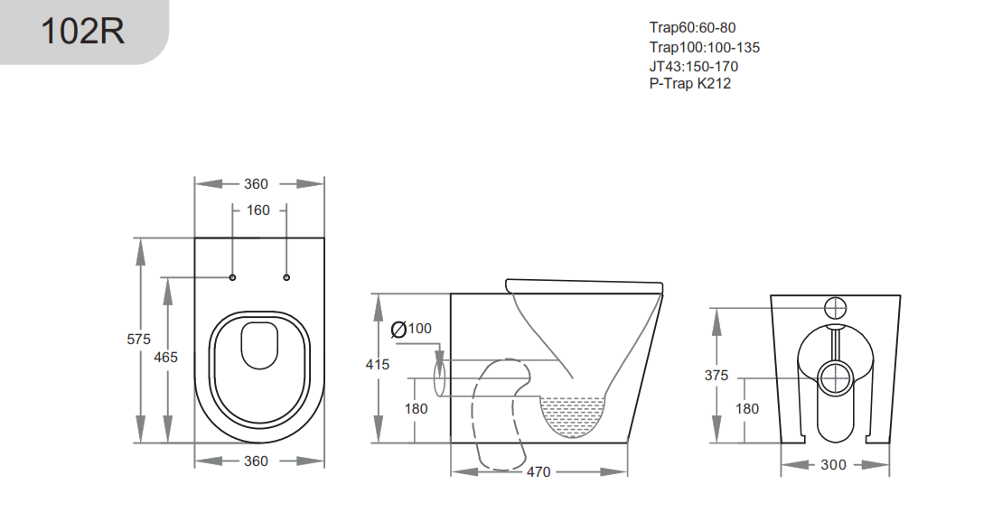 KDK102R Avis White Free Standing Toilet