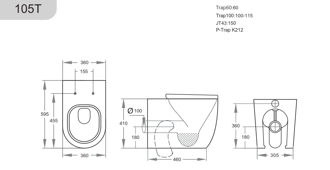 KDK105T Veda Floor-mounted, Wall-faced Toilet
