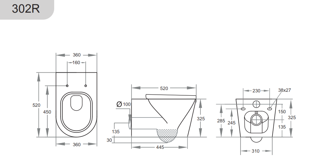 KDK302R Avis Wall Mounted Toilet
