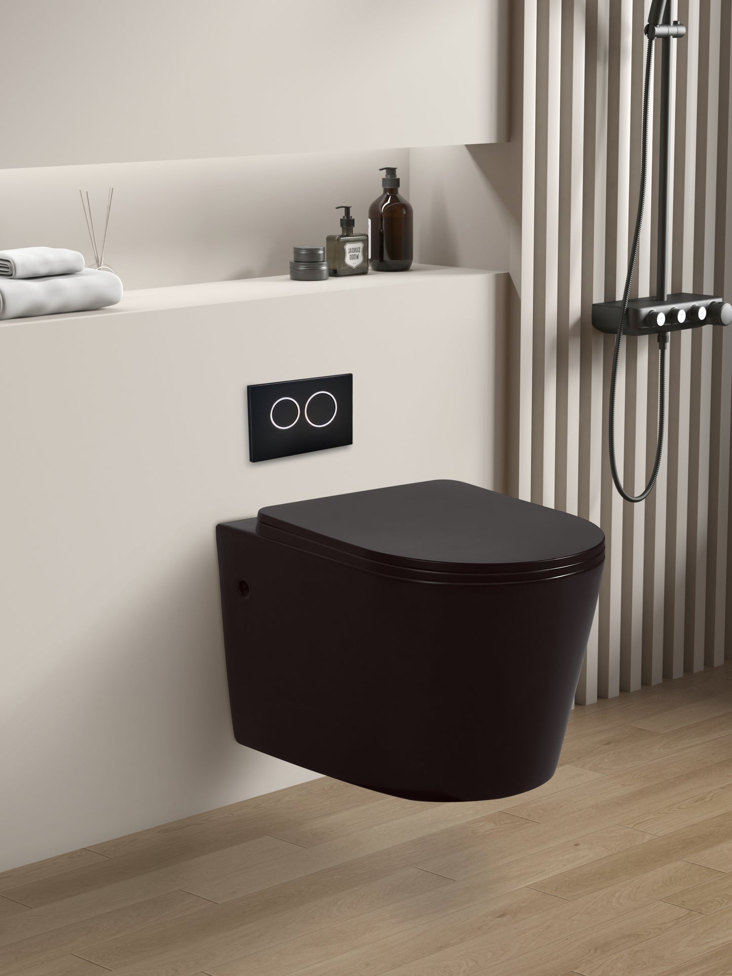 KDK302R-MB Avis Matte Black Rectangular Wall hung Toilet