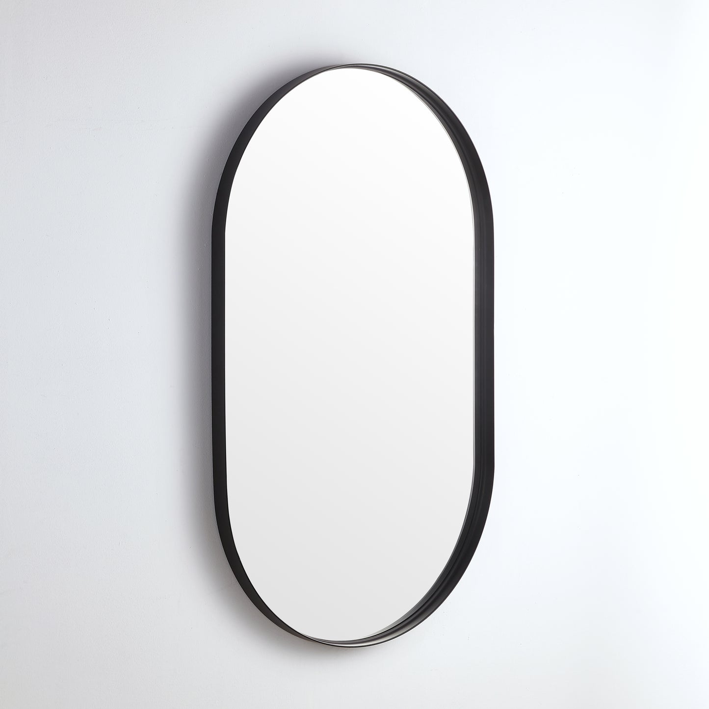 KOV4590F-MB Olivia Matte Black Oval Wall Mounted Mirror