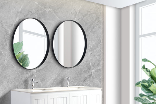 KR600F-MB Olivia Matte Black Round Wall Mounted Mirror