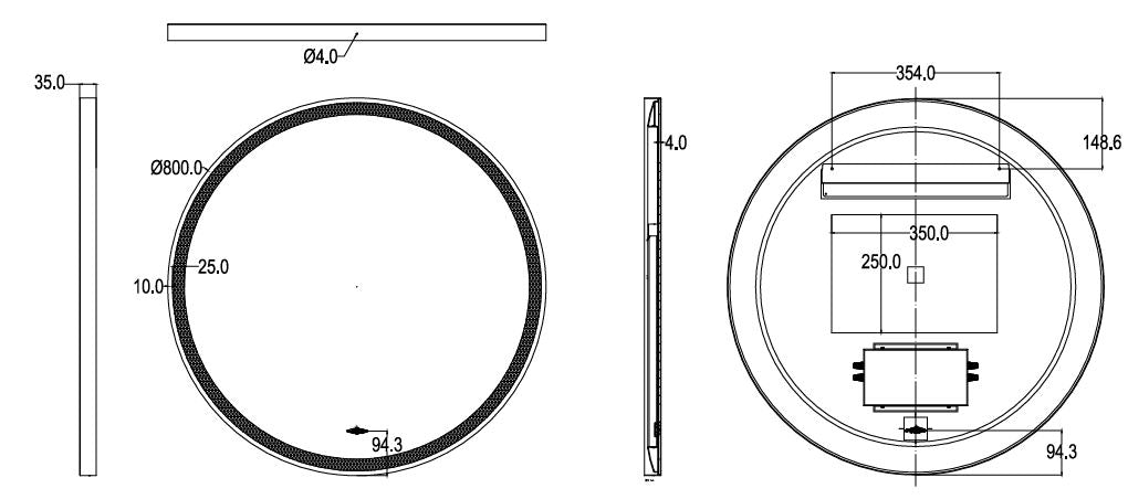 LFM800R-GM Luna Electroplated Gun Metal Round Mirror