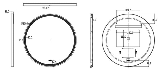 LFM800R-GM Luna Electroplated Gun Metal Round Mirror
