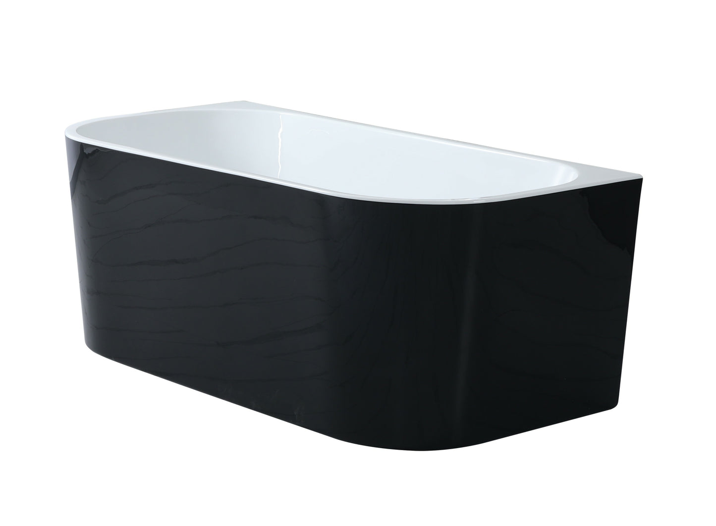 MBBT-10-1400 Matte Black and White Oval Back to Wall Bathtub