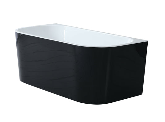 MBBT-10-1500 Matte White and Black Oval Back to Wall Bathtub