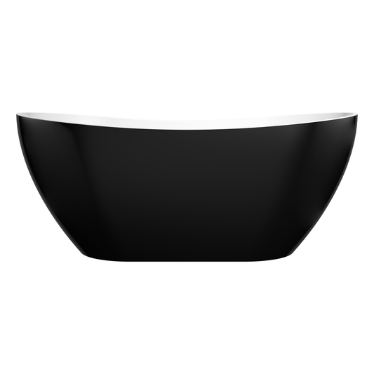 MBBT-4-1700 Evie Matte White and Black Oval Free Standing Bathtub