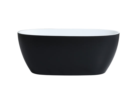 MBBT-5-1500 Stella Matte White and Black Oval Free Standing Bathtub