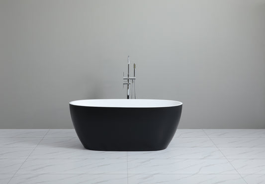 MBBT-5-1500 Matte White and Black Oval Free Standing Bathtub