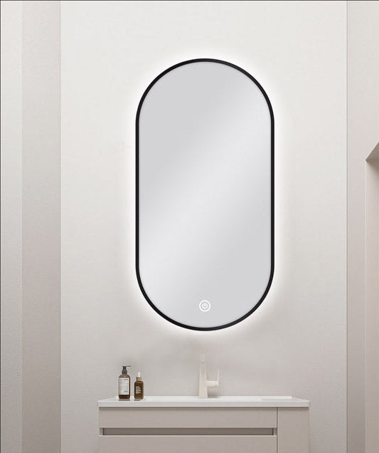 MS-RW4590B-B Matte Black Pill Wall Mounted Mirror