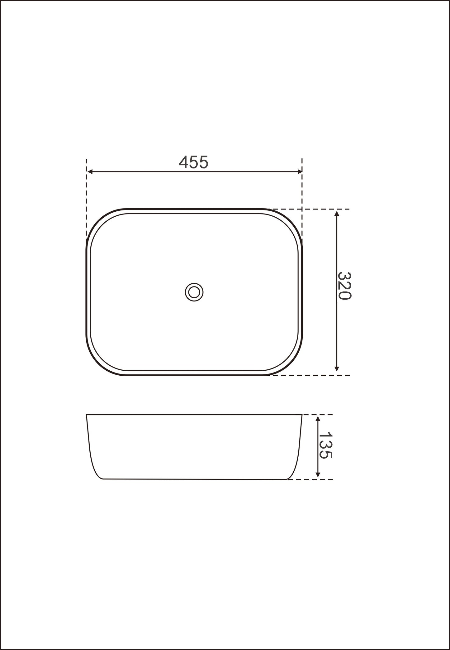 NAV-460 Gloss White Rectangular Above Counter Basin