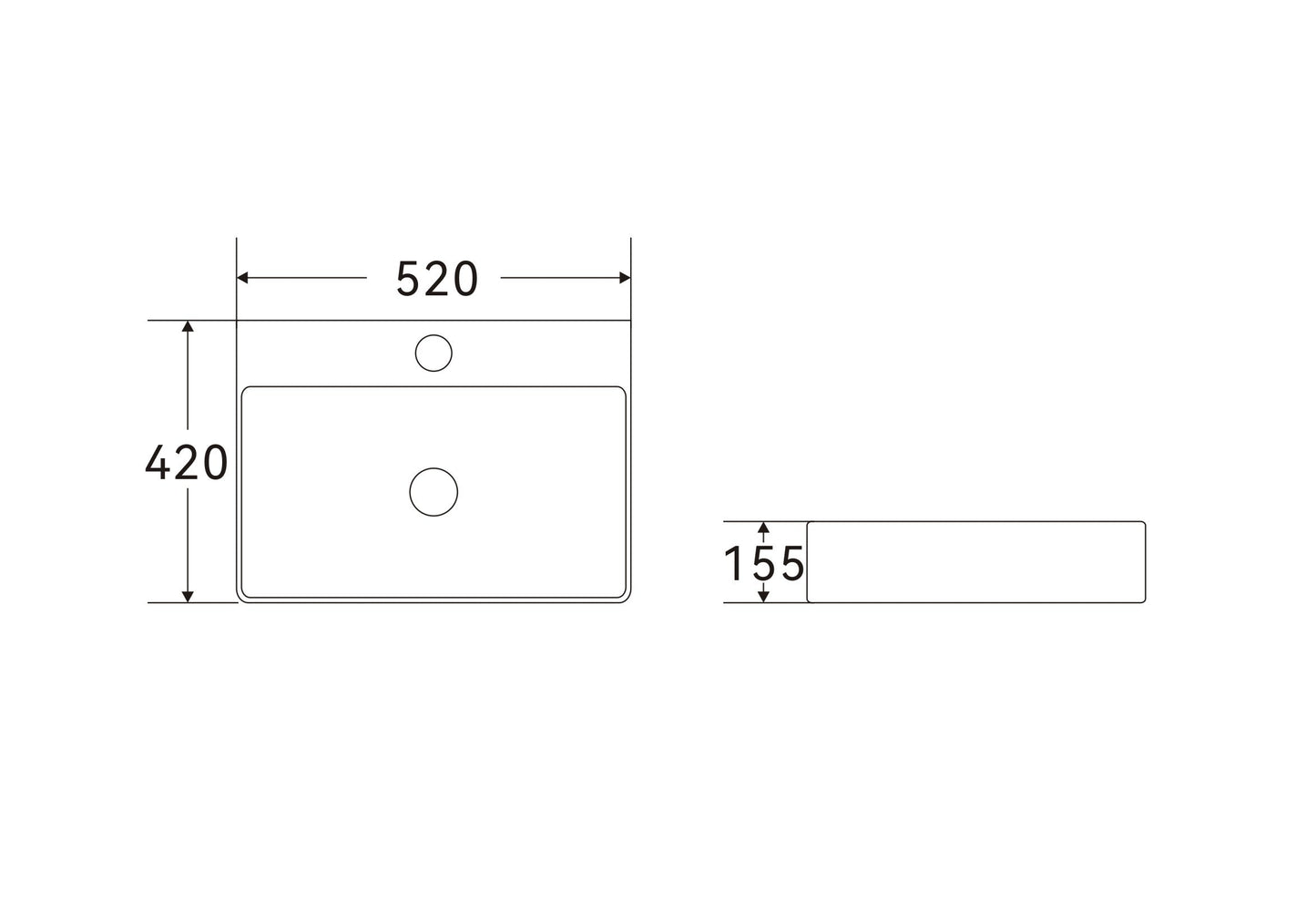 NAV-520S Gloss White Rectangular Above Counter Basin