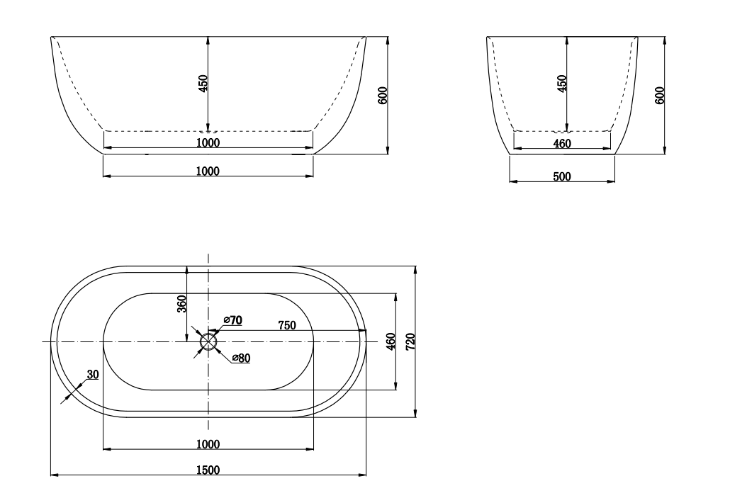 NAV-FS1500 Berri Gloss White Free Standing Bathtub
