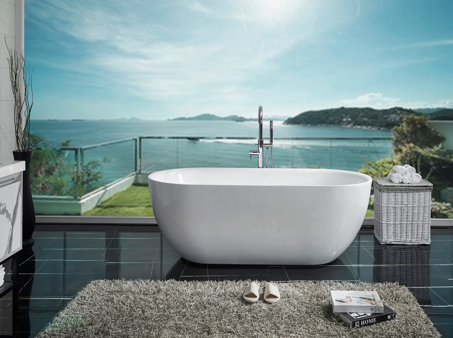 NAV-FS1700MW Berri Matte White Oval Free Standing Bathtub