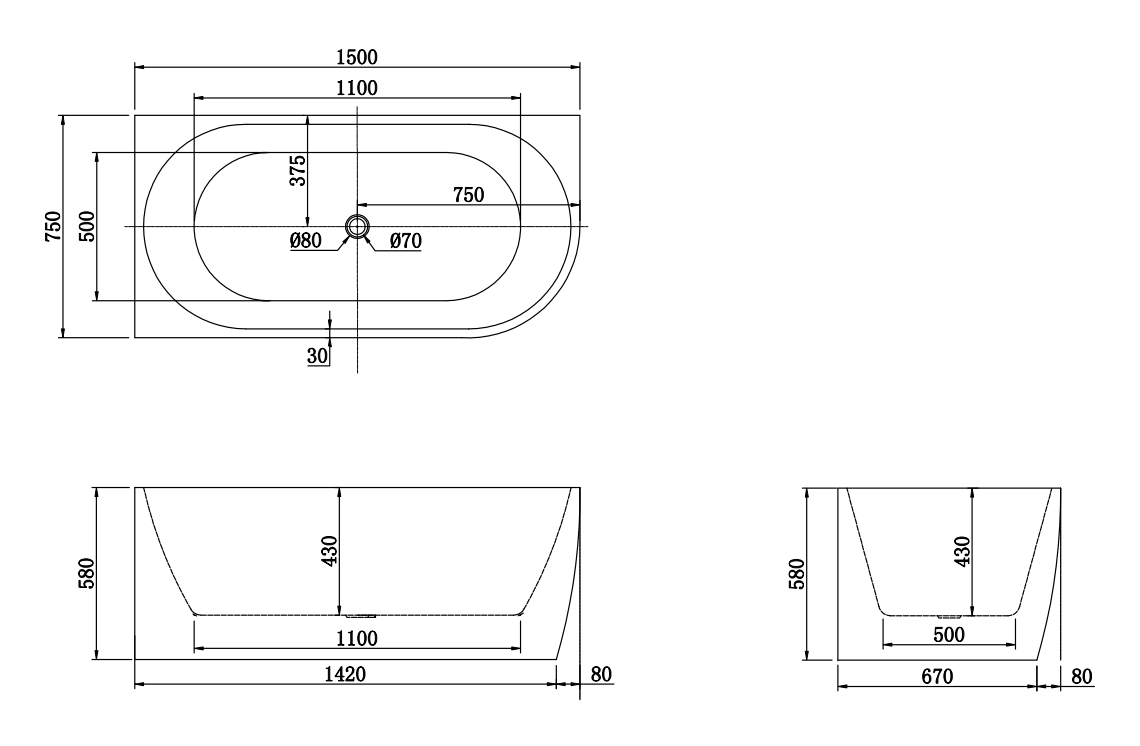 NAV-LCB1500MW Gina Matte White Rectangular Corner Bathtub