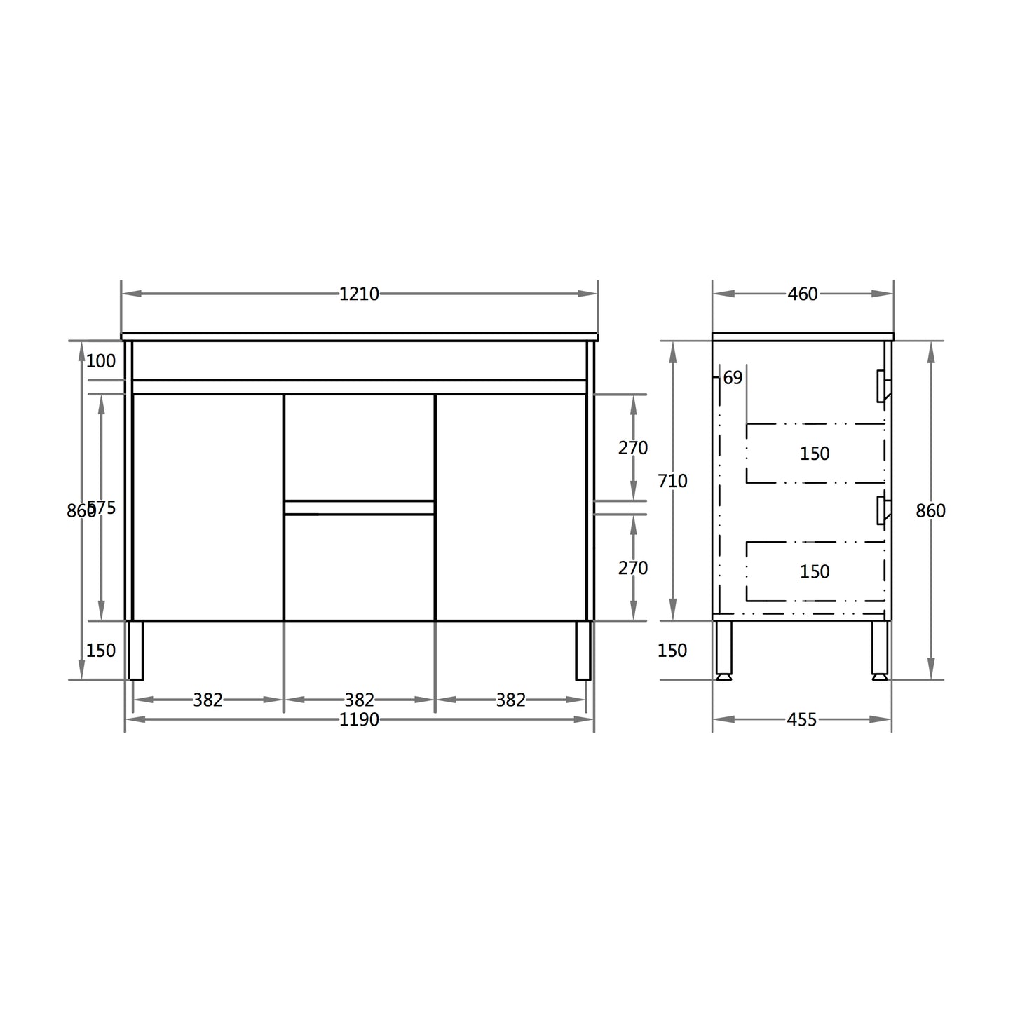 NC124DLG Nova Concrete Grey Free Standing Vanity