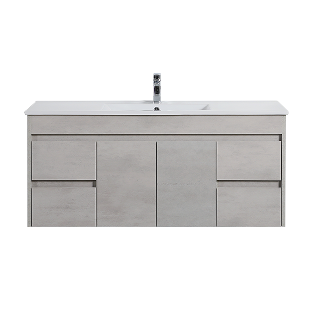 NC124WH Nova Concrete Grey Rectangular Wall hung Vanity