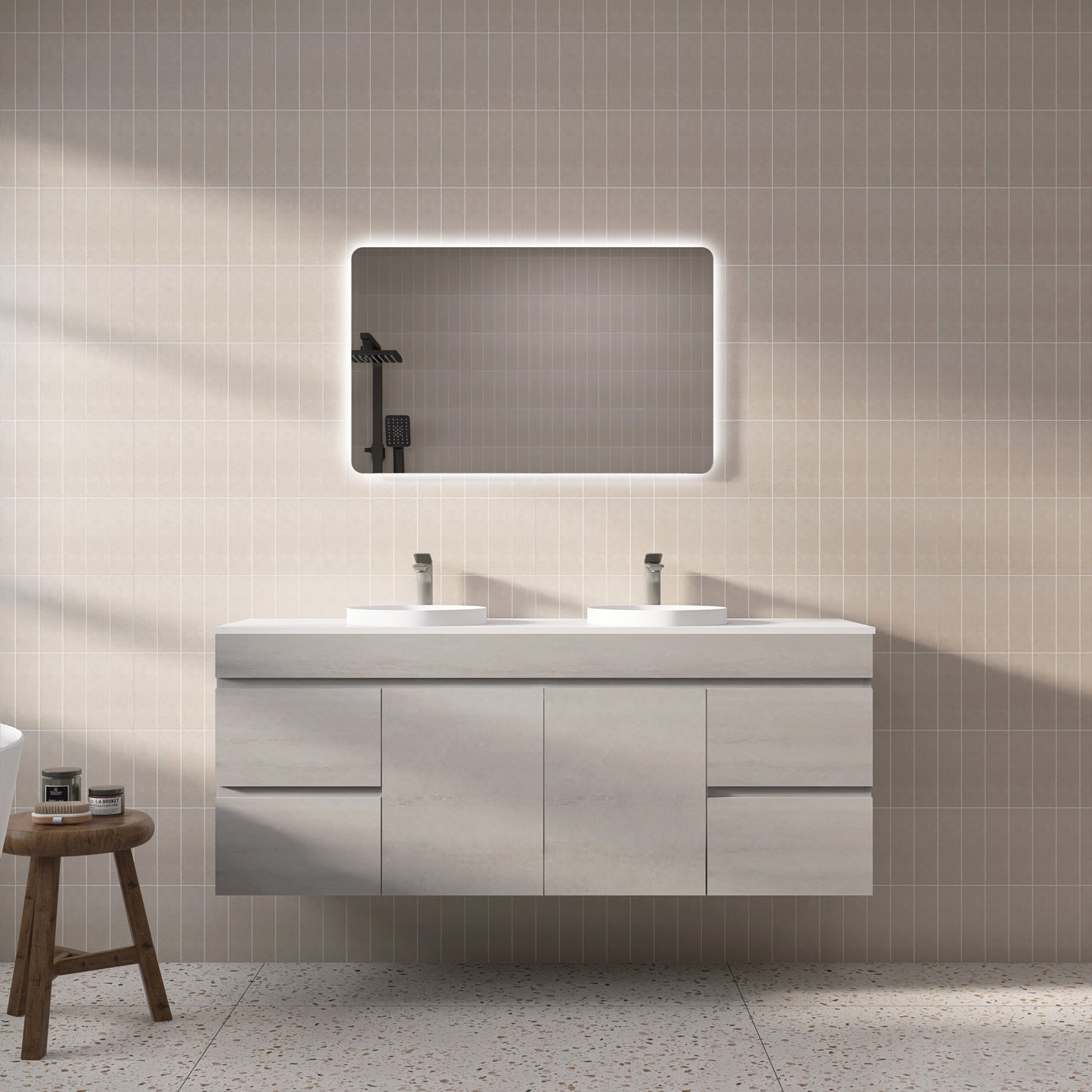 NC154WH Concrete Grey Wall hung Vanity