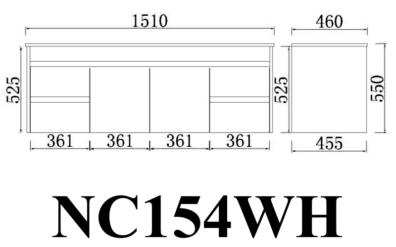 NC154WH Concrete Grey Wall hung Vanity