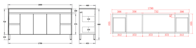 NC184K Nova Concrete Grey Free Standing Vanity
