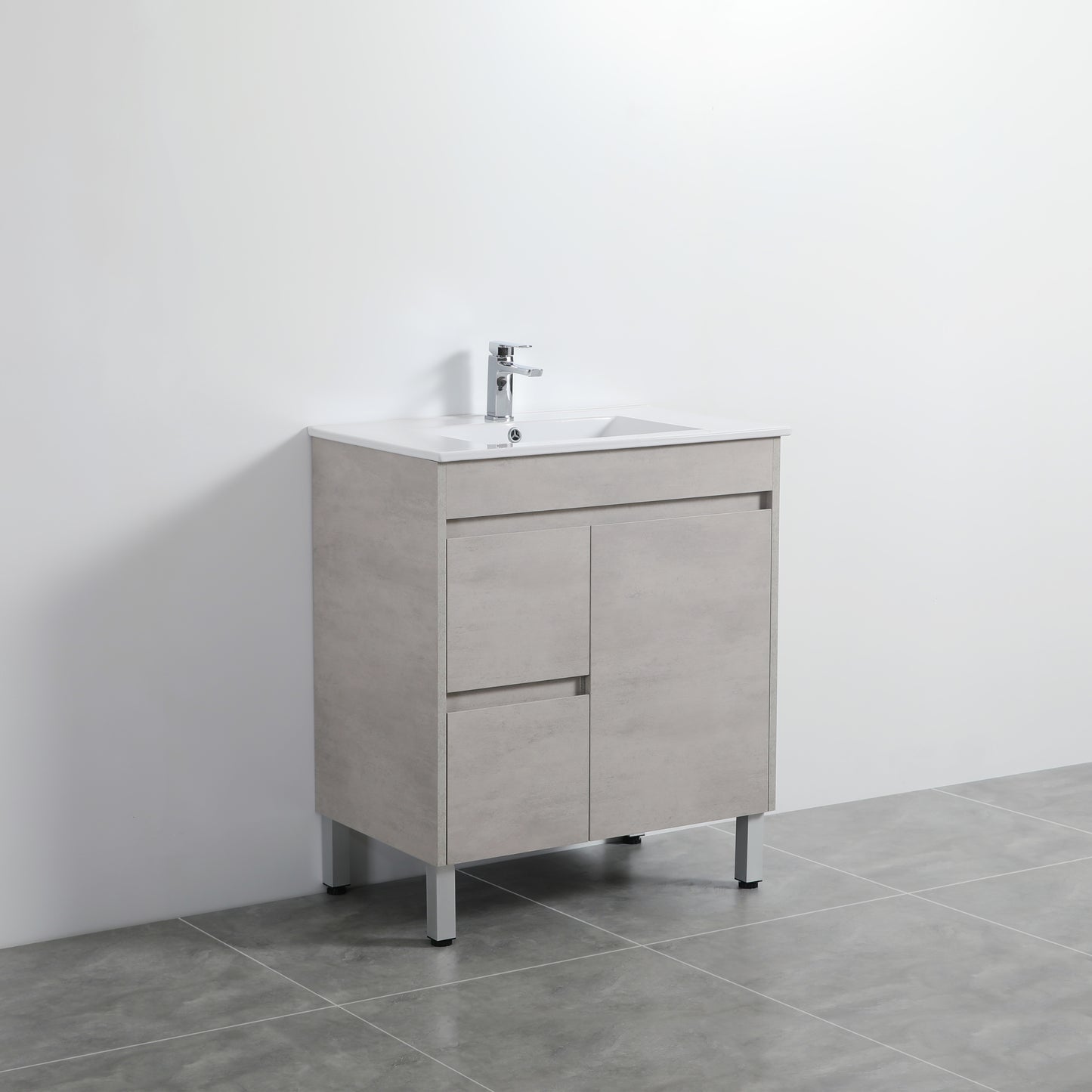 NC74LLG Poly Wood Concrete Grey Free Standing Vanity