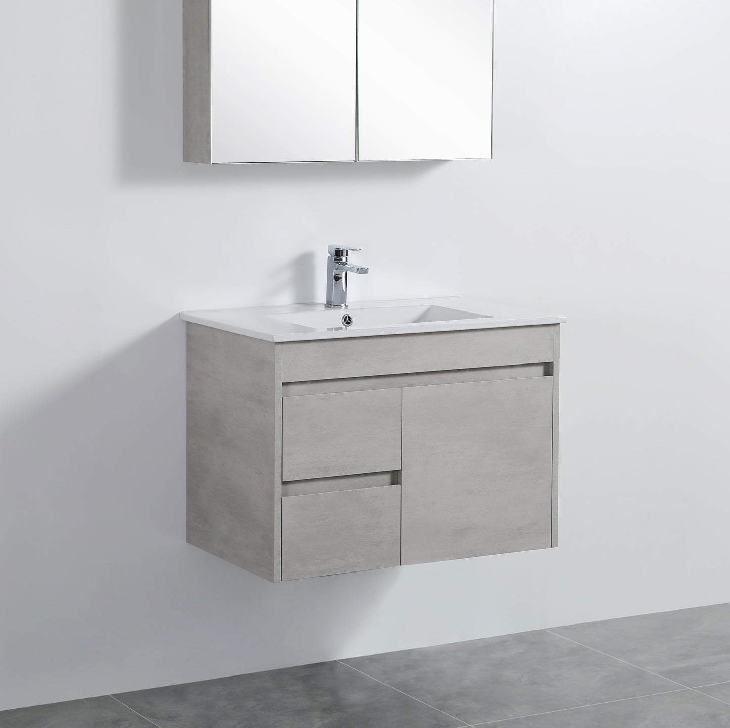 NC74LWH Nova Concrete Grey Wall hung Vanity