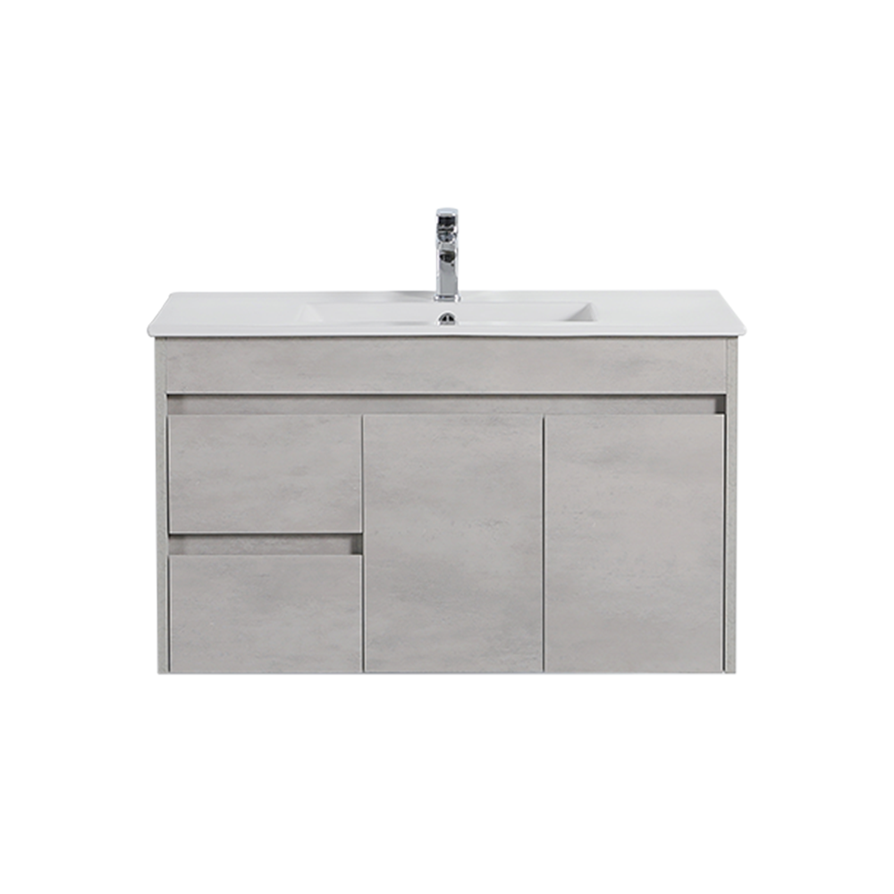 NC94LWH Concrete Grey Rectangular Wall hung Vanity