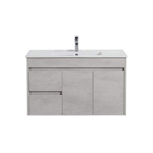NC94LWH Concrete Grey Rectangular Wall hung Vanity