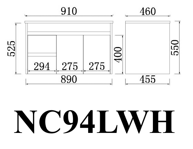 NC94LWH Concrete Grey Rectangular Wall hung Vanity