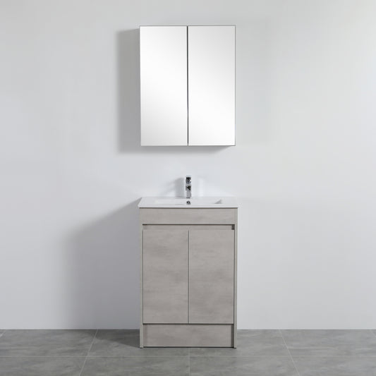 NCSV600 Nova Concrete Grey Rectangular Wall Mounted Shaving Cabinet