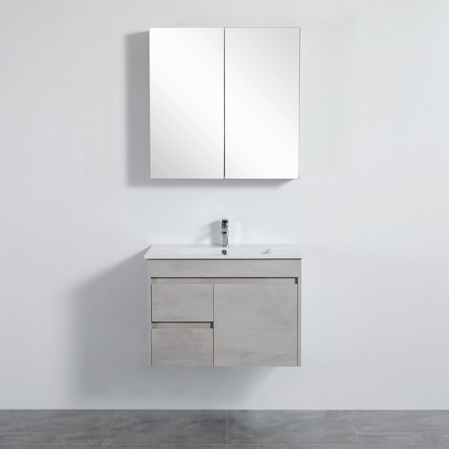NCSV750 Nova Concrete Grey Rectangular Wall Mounted Shaving Cabinet