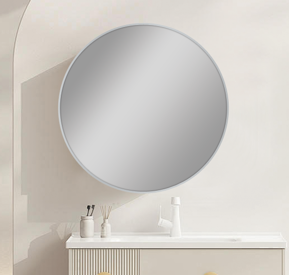 NM-R80-N Brushed Nickel Nickel Round Wall Mounted Mirror