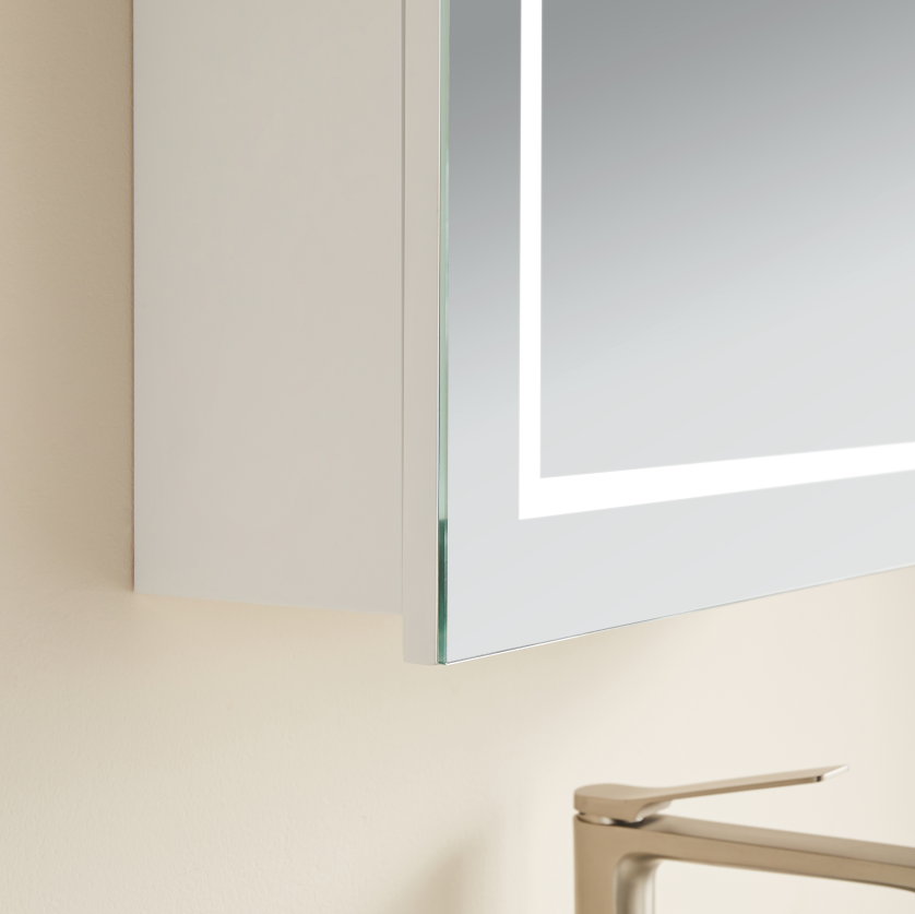 OARSV6090MW-LED Olivia Matte White Arched Wall Mounted Mirror Cabinet