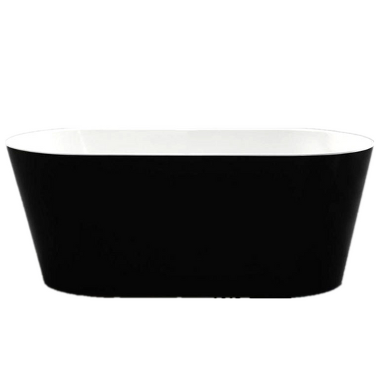 OBT1700B Gloss White and Black Oval Free Standing Bathtub