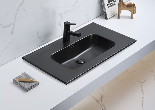 OMB900 Olivia Matte Black Rectangular Vanity-mounted Vanity Top
