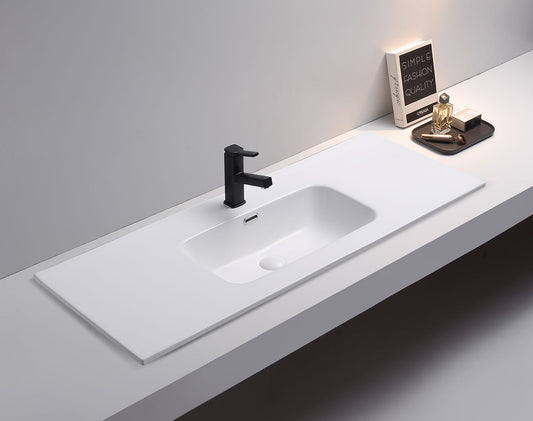 OMW1200 Olivia Matte White Rectangular Vanity Top