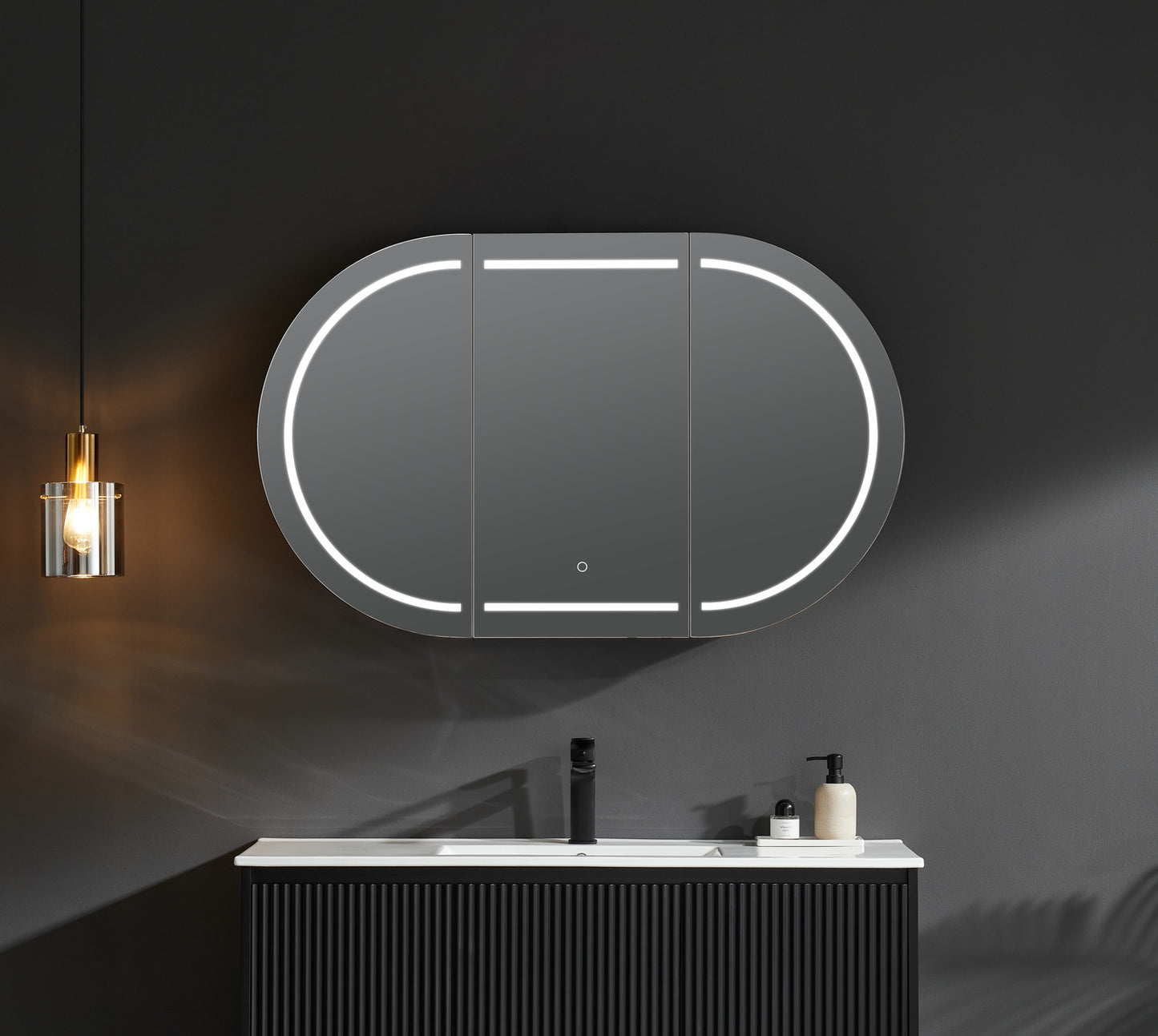OPLSV1275MB-LED Olivia Rectangular Wall Mounted Mirror Cabinet