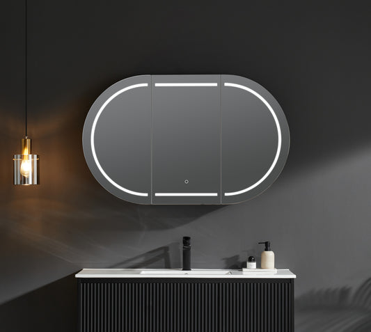 OPLSV1275MB-LED Olivia Rectangular Wall Mounted Mirror Cabinet