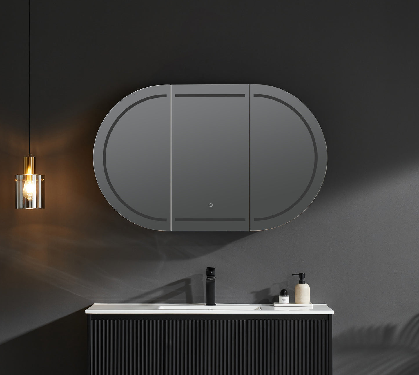 OPLSV1275MB-LED Olivia Rectangular Wall Mounted Mirror Cabinet