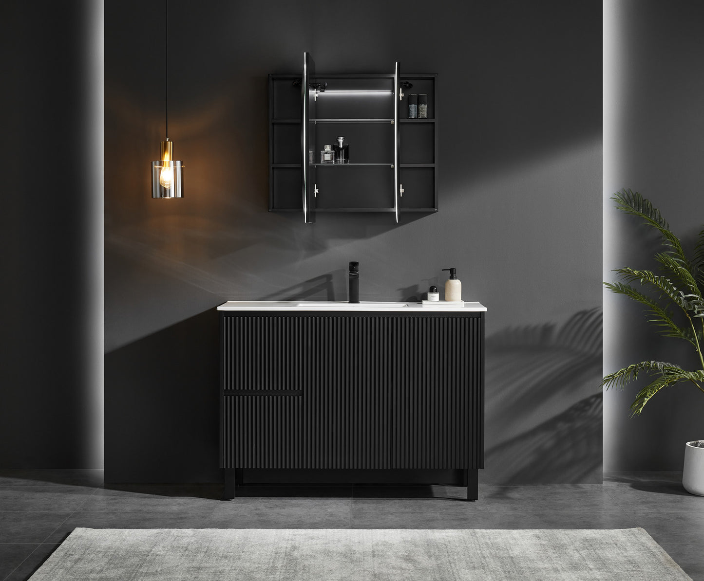 OPLSV1275MB-LED Olivia Rectangular Wall Mounted Mirror Cabinet