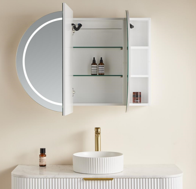 OPLSV1275MW-LED Olivia Matte White Rectangular Wall Mounted Shaving Cabinet