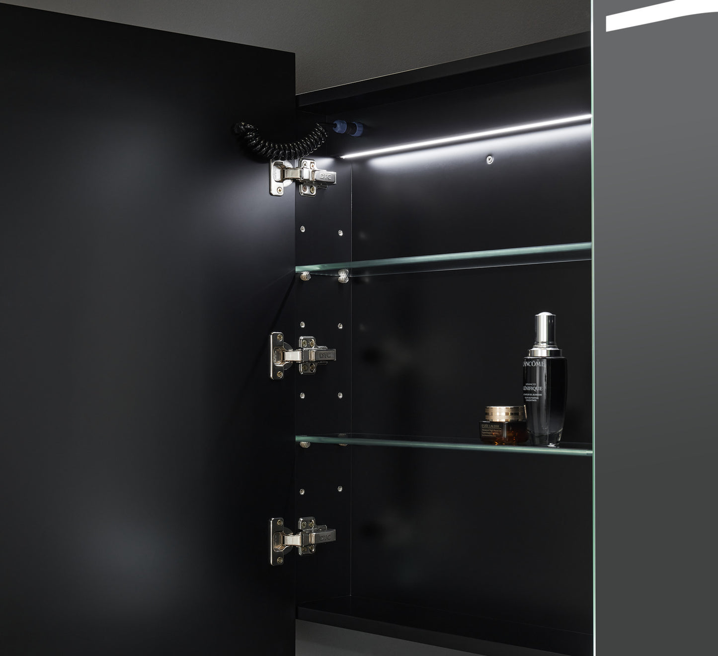 OPLSV1580MB-LED Olivia Matte Black Rectangular Wall Mounted Shaving Cabinet