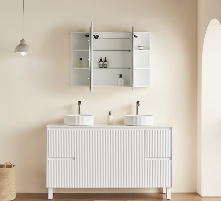 OPLSV1580MW-LED Olivia Matte White Oval Wall Mounted Mirror Cabinet