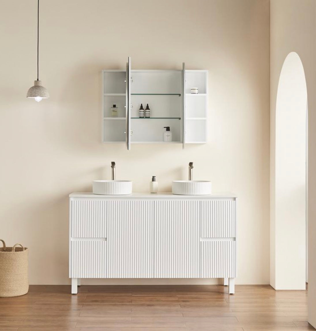 OPLSV1580MW Olivia Matte White Oval Wall Mounted Mirror Cabinet