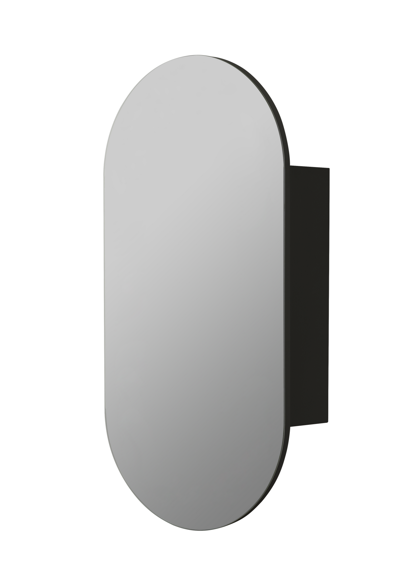 OPLSV4590MB Olivia Matte Black Oval Wall Mounted Mirror Cabinet
