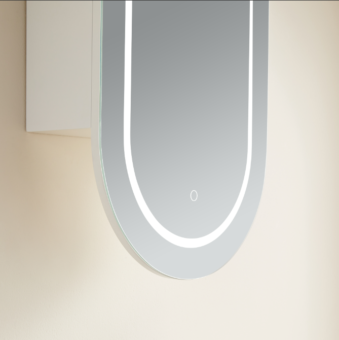 OPLSV4590MW-LED Olivia Matte White Oval Mirror Cabinet